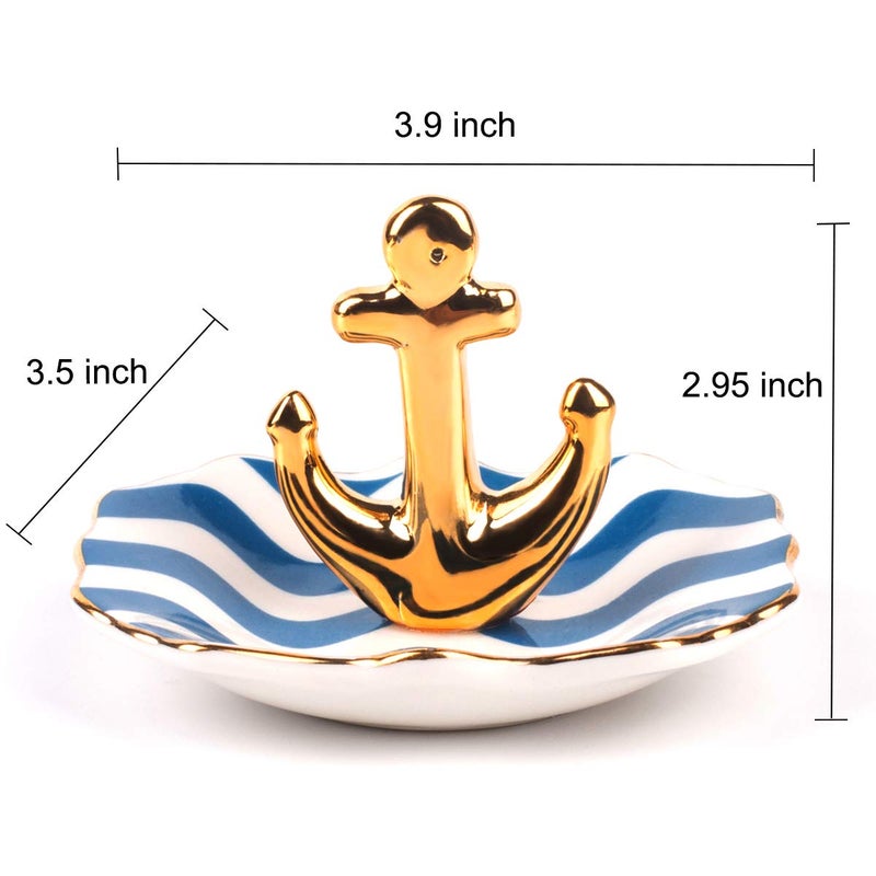 BESKIT Ring Holder with Boat Anchor Jewelry Organizer Trinket Tray Home Decor for Earrings Necklace Bracelet - Image 2
